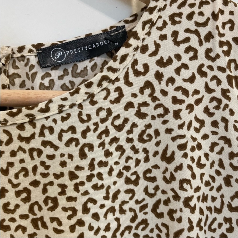 PRETTYGARDEN Cheetah Print Flowy Boho Midi Dress Puff Short Sleeve ,Women’s Sz S - Picture 5 of 9